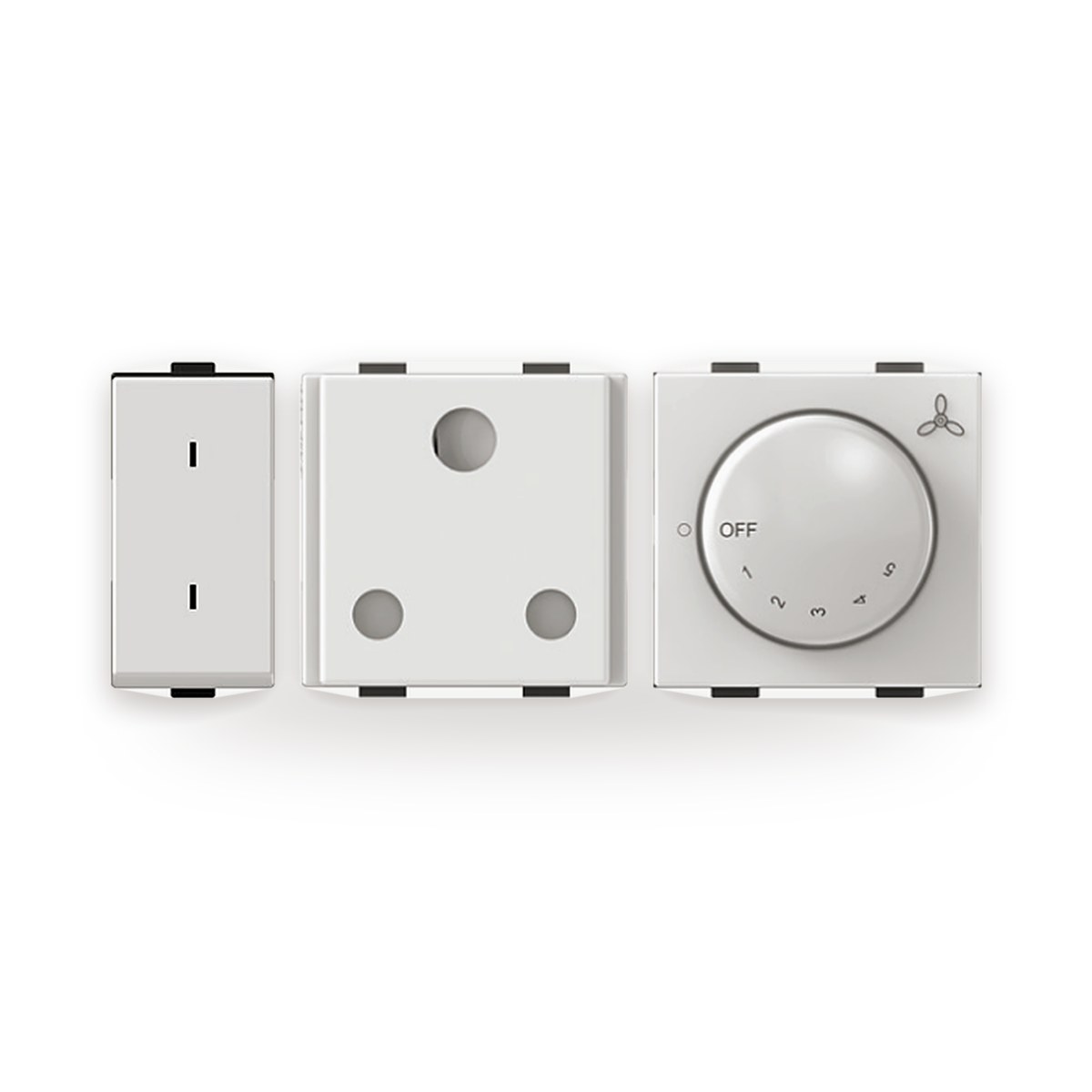 Anchor Roma Plus modular switches with curved white plate, Monika Electric Corporation, Ahmedabad