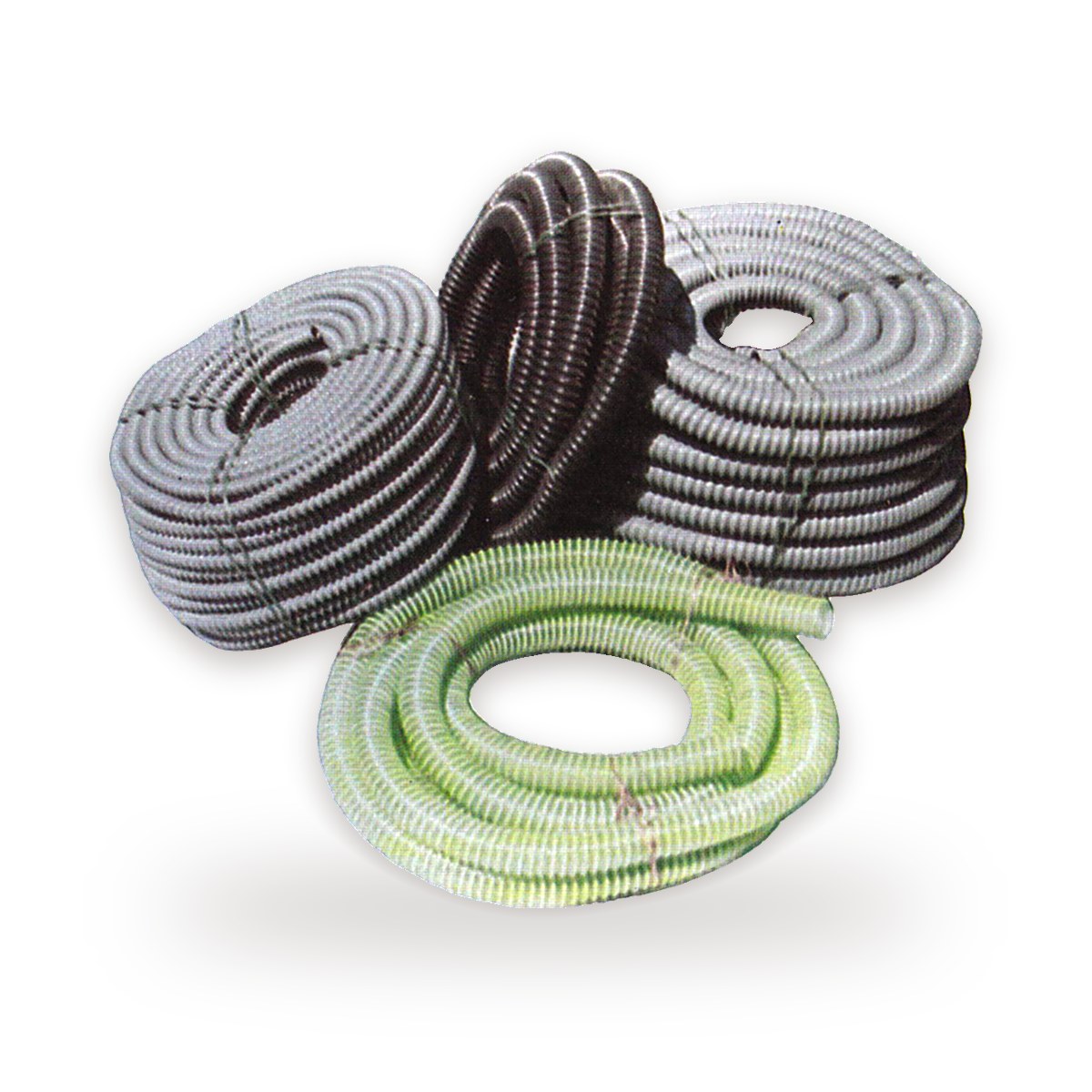 Coil of Ashoflex PVC steel-wire reinforced flexible pipe, Monika Electric Corporation, Ahmedabad