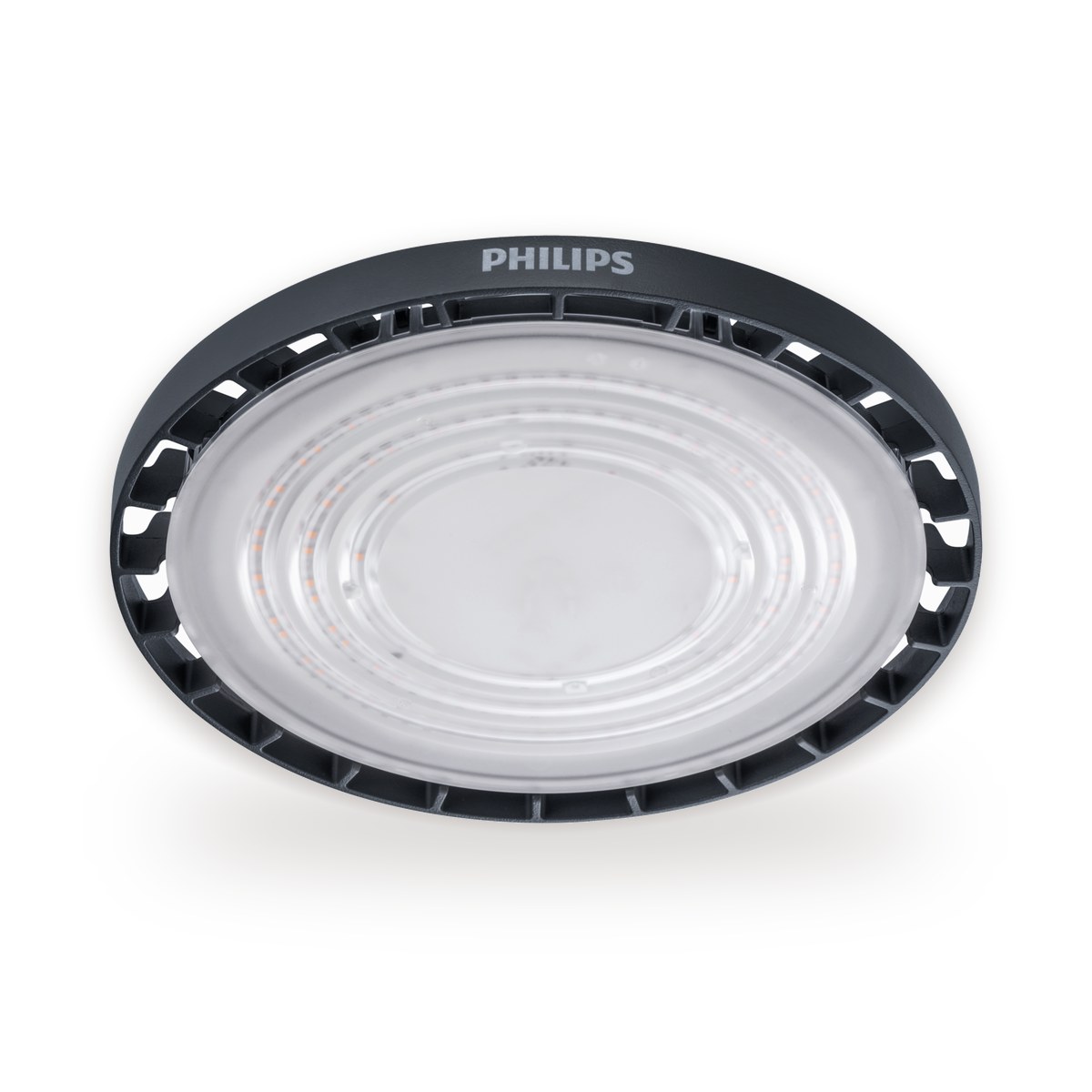 Philips GreenPerform LED high-bay light in a factory shed, Monika Electric Corporation, Ahmedabad